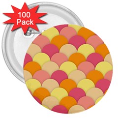 Scallop Fish Scales Scalloped Rainbow 3  Buttons (100 pack) 