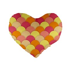 Scallop Fish Scales Scalloped Rainbow Standard 16  Premium Heart Shape Cushions