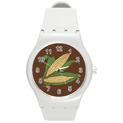 Sweet Corn Maize Vegetable Round Plastic Sport Watch (m)