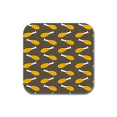 Turkey Drumstick Rubber Square Coaster (4 Pack)  by Alisyart