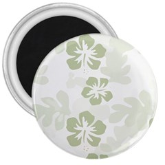 Hibiscus Green Pattern Plant 3  Magnets