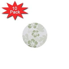 Hibiscus Green Pattern Plant 1  Mini Buttons (10 Pack)  by Alisyart