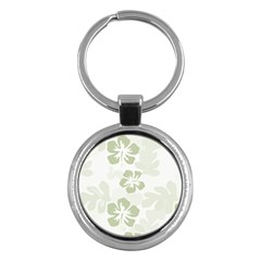 Hibiscus Green Pattern Plant Key Chains (round) 