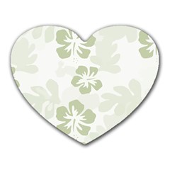 Hibiscus Green Pattern Plant Heart Mousepads