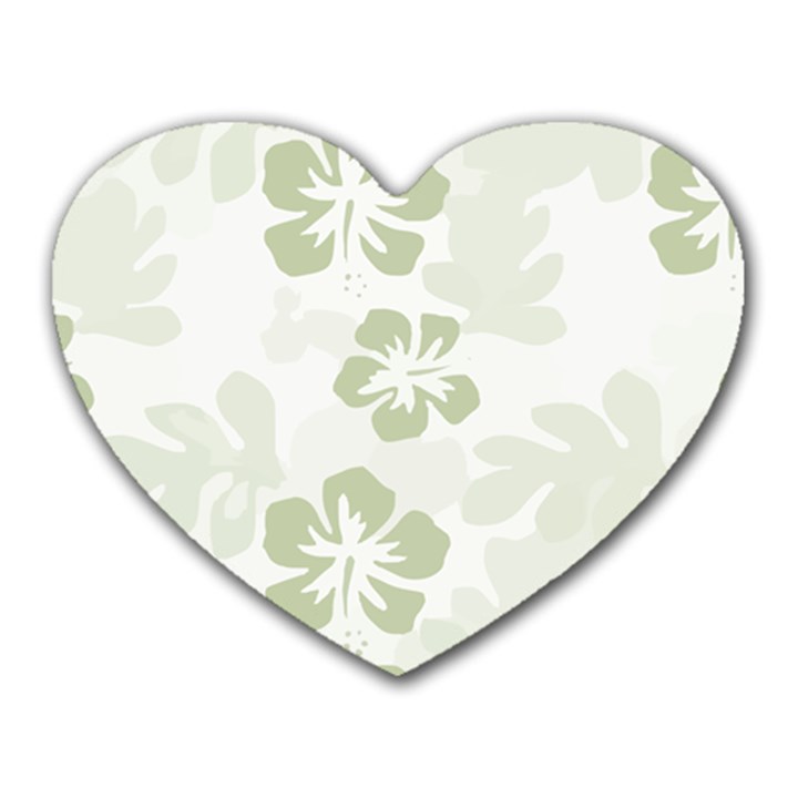 Hibiscus Green Pattern Plant Heart Mousepads