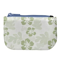 Hibiscus Green Pattern Plant Large Coin Purse