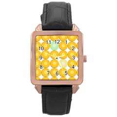 Citrus Fruit Orange Lemon Lime Rose Gold Leather Watch  by Alisyart