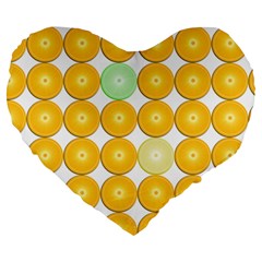 Citrus Fruit Orange Lemon Lime Large 19  Premium Flano Heart Shape Cushions by Alisyart