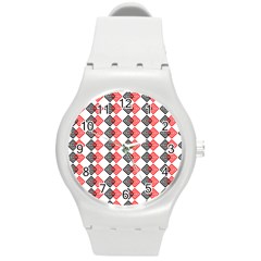 Backdrop Plaid Round Plastic Sport Watch (m)