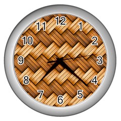 Basket Fibers Basket Texture Braid Wall Clock (silver)