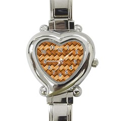 Basket Fibers Basket Texture Braid Heart Italian Charm Watch by Alisyart