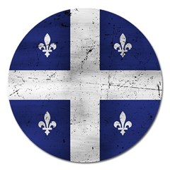 Flag Quebec Drapeau Grunge Fleur De Lys Blue And White Magnet 5  (round)