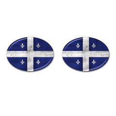 Flag Quebec Drapeau Grunge Fleur De Lys Blue And White Cufflinks (oval)