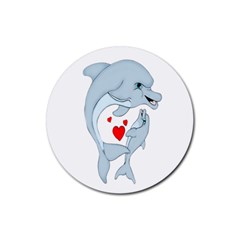Dolphin Love Drink Coaster (round) by retrotoomoderndesigns