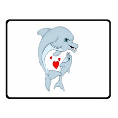 Dolphin Love Double Sided Fleece Blanket (small) by retrotoomoderndesigns