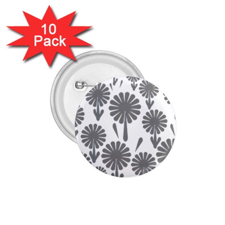 zappwaits flowers black 1.75  Buttons (10 pack)