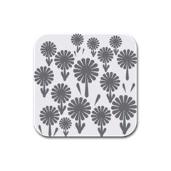 Zappwaits Flowers Black Rubber Square Coaster (4 Pack)  by zappwaits