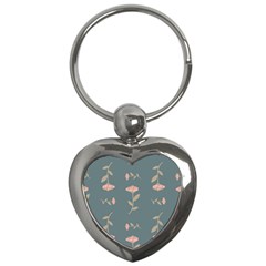 Florets In Grey Key Chains (heart) 