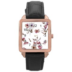 Purple Flowers Bring Cold Showers Rose Gold Leather Watch  by WensdaiAmbrose