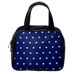 Navy Polka Dot Classic Handbag (one Side) by WensdaiAmbrose