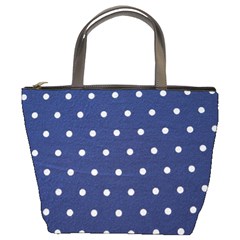 Navy Polka Dot Bucket Bag by WensdaiAmbrose