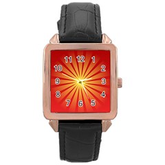 Sunburst Sun Rose Gold Leather Watch 