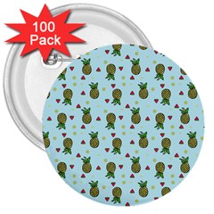 Pineapple Watermelon Fruit Lime 3  Buttons (100 Pack)  by Mariart