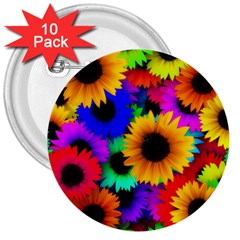 Sunflower Colorful 3  Buttons (10 Pack) 