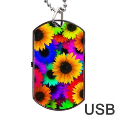 Sunflower Colorful Dog Tag Usb Flash (one Side)