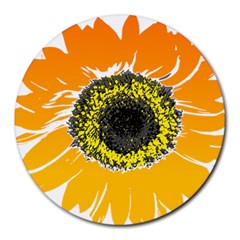 Sunflower Flower Yellow Orange Round Mousepads