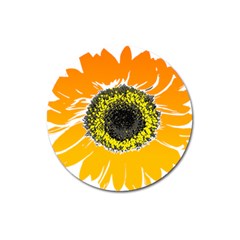 Sunflower Flower Yellow Orange Magnet 3  (round)