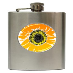 Sunflower Flower Yellow Orange Hip Flask (6 Oz) by Mariart