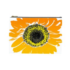 Sunflower Flower Yellow Orange Cosmetic Bag (large)