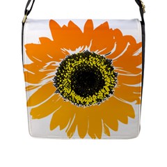 Sunflower Flower Yellow Orange Flap Closure Messenger Bag (l)