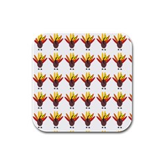 Turkey Thanksgiving Background Rubber Square Coaster (4 Pack) 