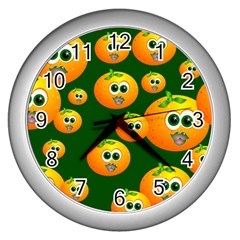 Seamless Orange Pattern Wall Clock (silver) by Mariart