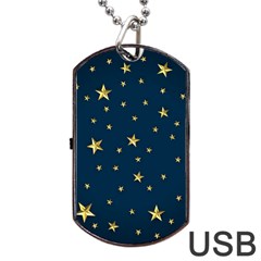 Stars Night Sky Background Space Dog Tag Usb Flash (two Sides) by Alisyart