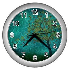 Tree In The Wind Wall Clock (silver) by WensdaiAmbrose