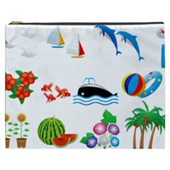 Summer Dolphin Whale Cosmetic Bag (xxxl) by Alisyart