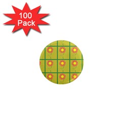 Sunflower Pattern 1  Mini Magnets (100 Pack)  by Alisyart