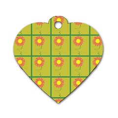 Sunflower Pattern Dog Tag Heart (two Sides)