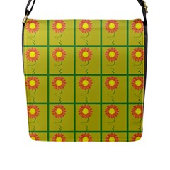 Sunflower Pattern Flap Closure Messenger Bag (l)