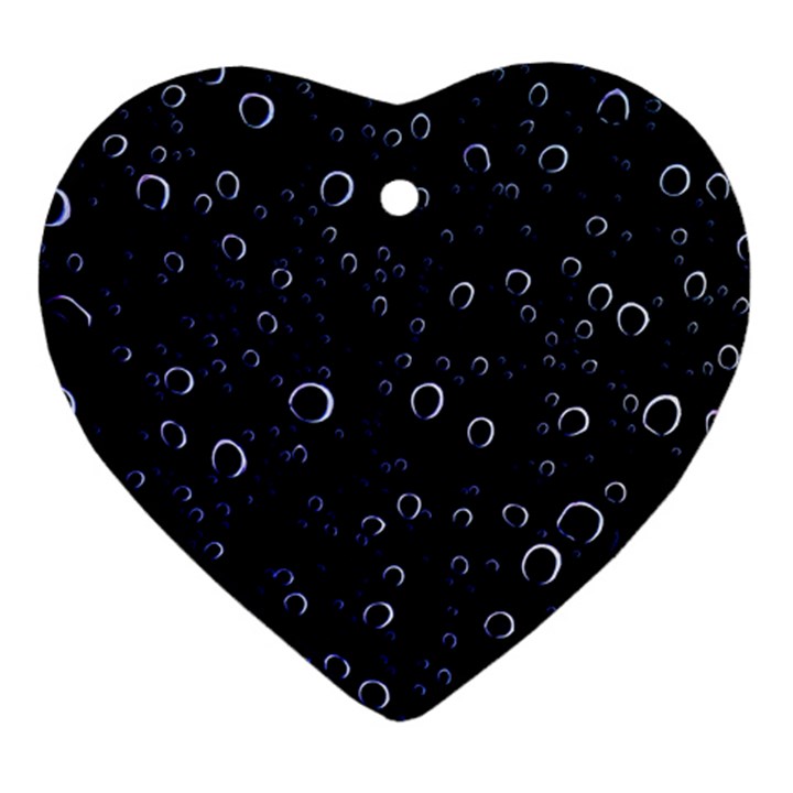 Blued Dark Bubbles Print Heart Ornament (Two Sides)