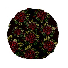 Roses Red Standard 15  Premium Round Cushions by WensdaiAmbrose