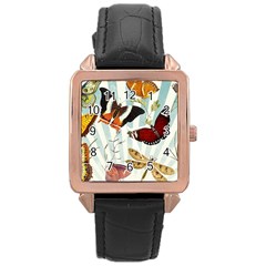 My Butterfly Collection Rose Gold Leather Watch  by WensdaiAmbrose