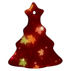 Leaf Leaves Bokeh Background Christmas Tree Ornament (two Sides)