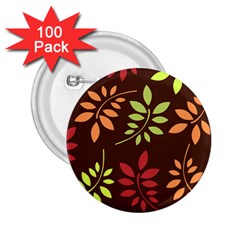 Leaves Foliage Pattern Design 2 25  Buttons (100 Pack) 