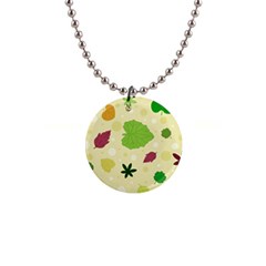 Leaves Background Leaf 1  Button Necklace