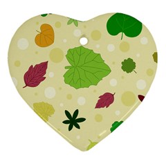 Leaves Background Leaf Heart Ornament (two Sides) by Mariart