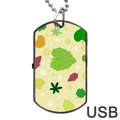 Leaves Background Leaf Dog Tag Usb Flash (one Side)